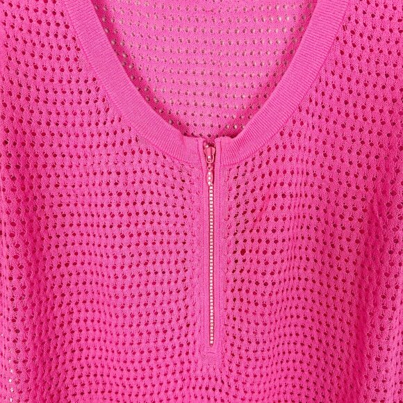 Y2K Cache Pink Mesh Sleeveless Zip Tunic Top Size Large Women's - Picture 2 of 5